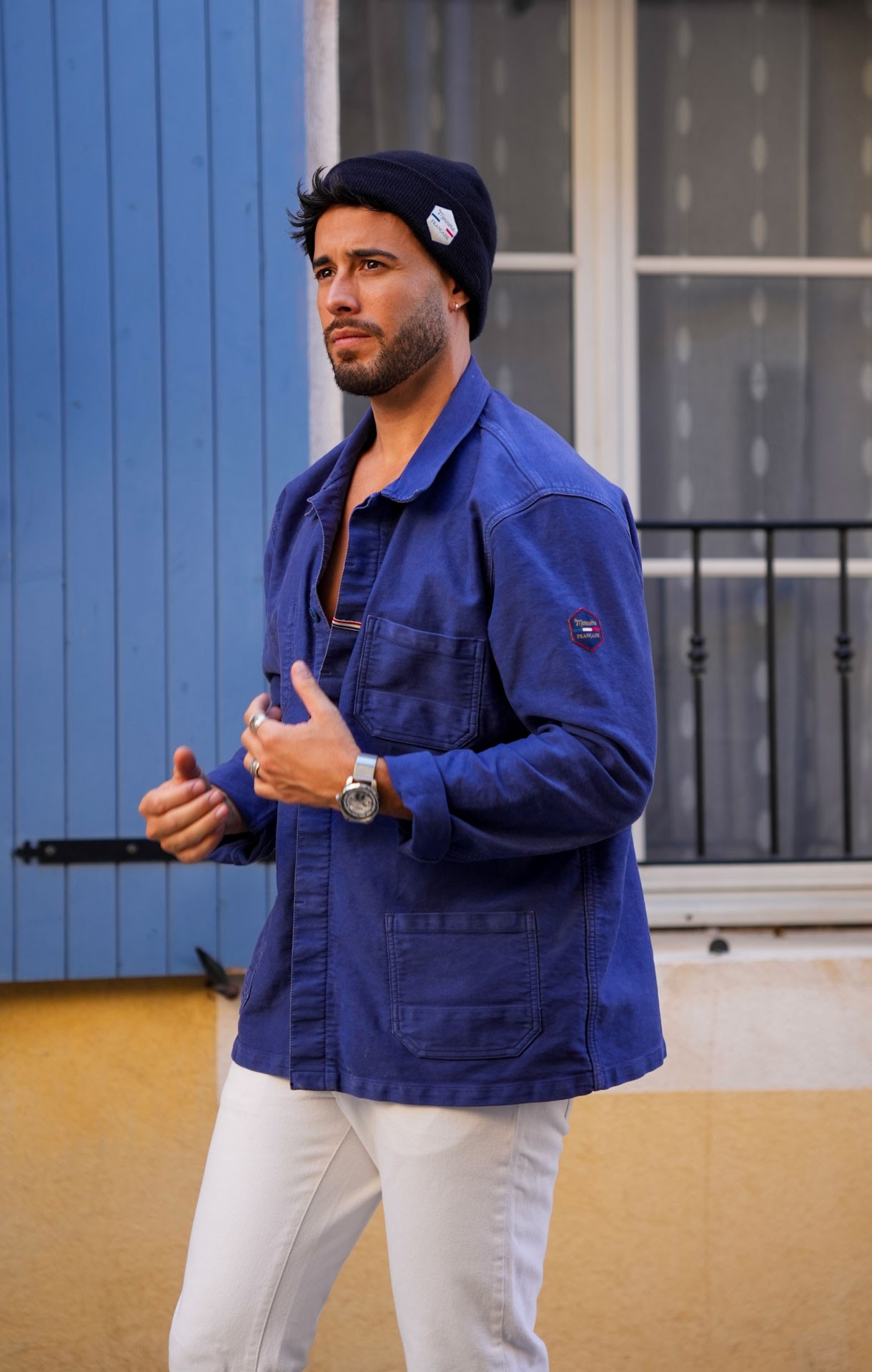 Lin Veste Bleu Travail Veste Homme En Lin Indigo Gurteen Sunday Fox