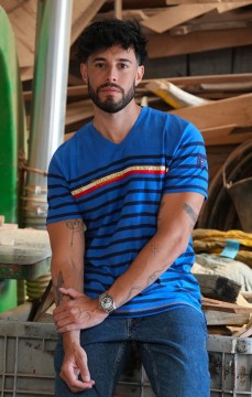 T-shirt homme GUILLAUME BLEU AZUR MARINE