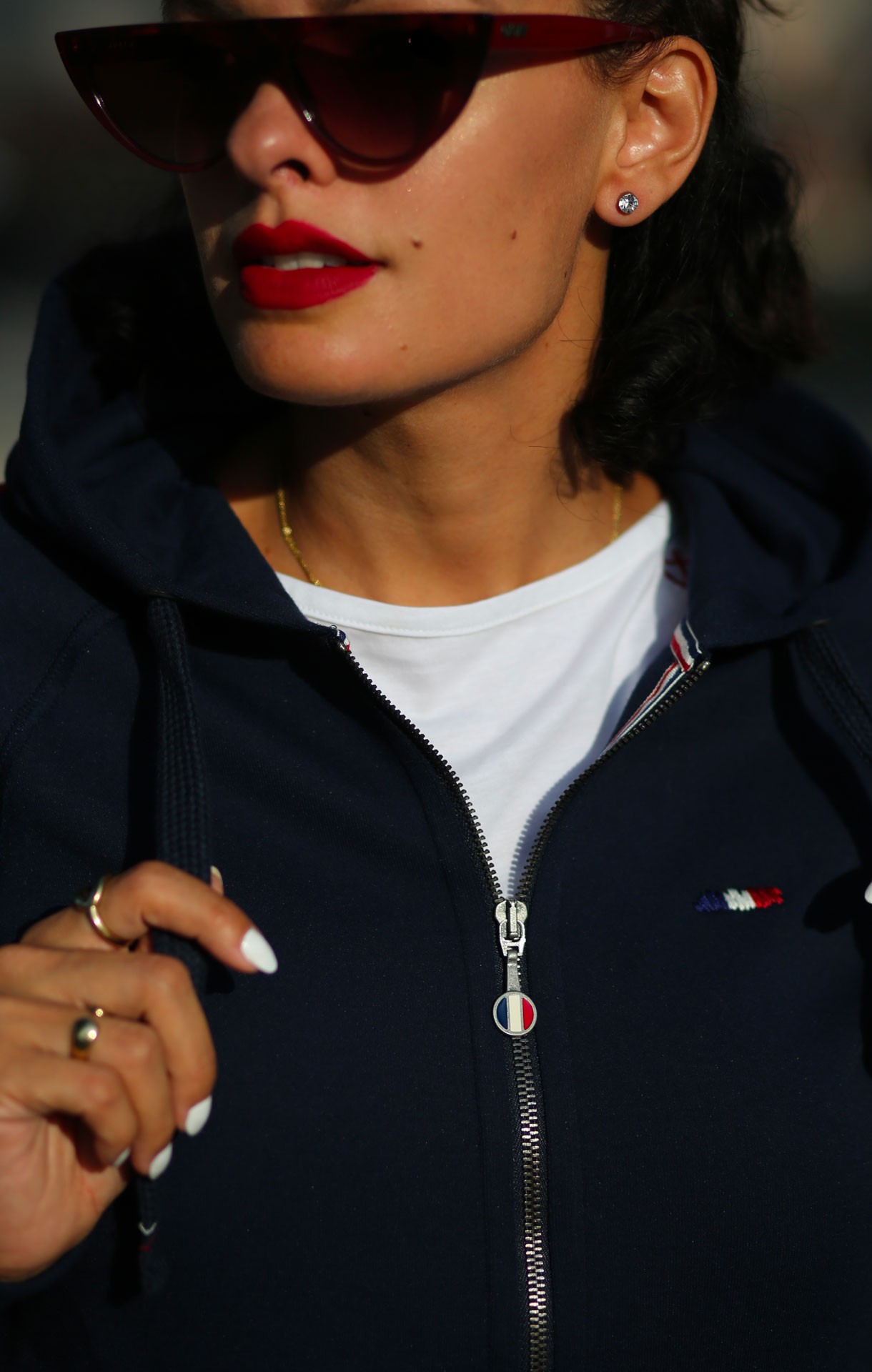 Gilet Sport Femme Zippé à Capuche Bleu Marine – Coupe-Vent, Polaire Douce, Grande Taille