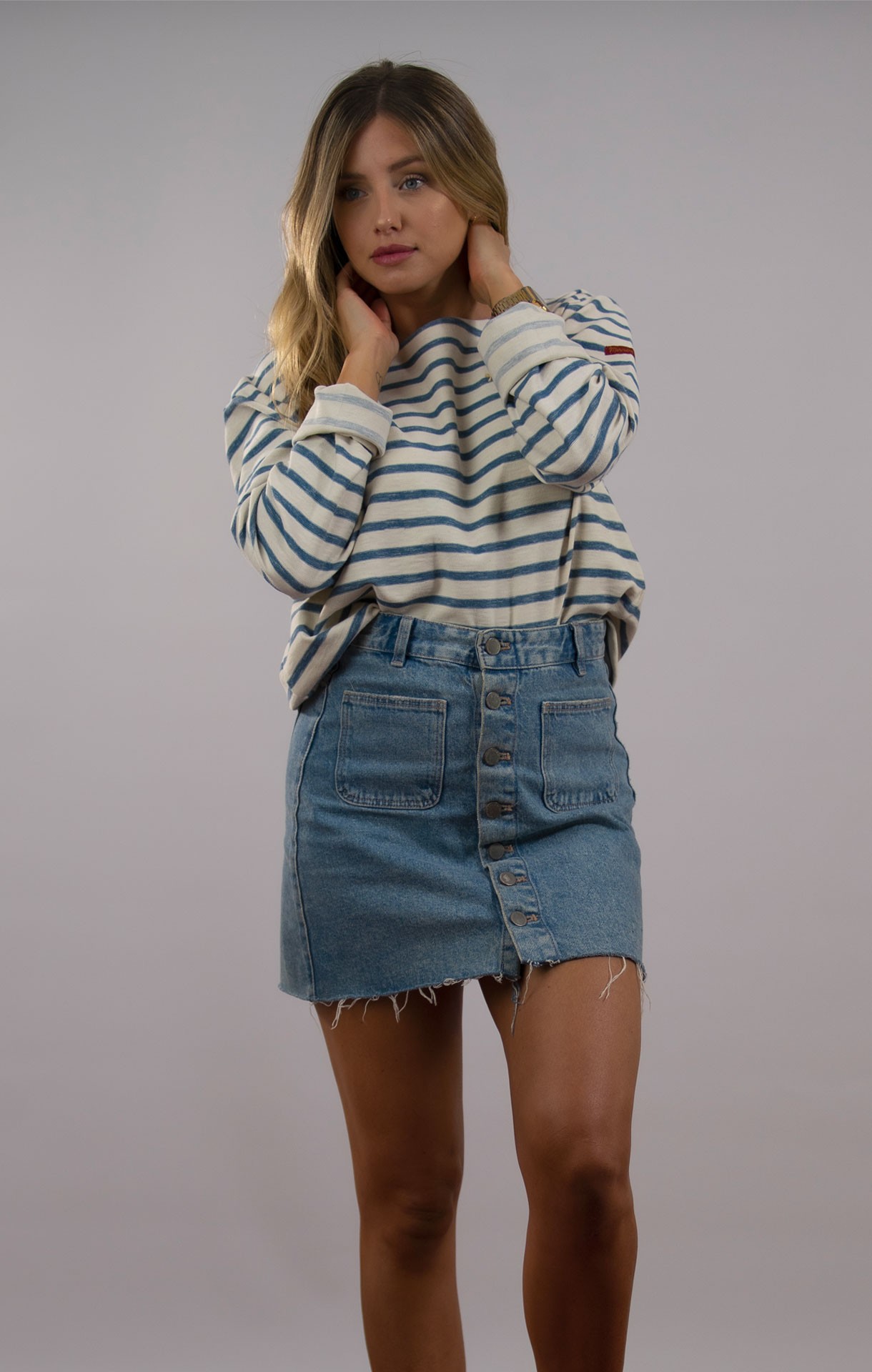 Top Sans Manches Rayé Marin Xandres Belgium - Taille L (équivalent 40) - Maille Marine - Occasion Très Bon état