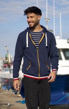 Sweat zippé à capuche Homme FLAVIEN MARINE
