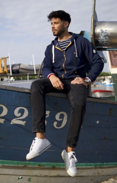 Sweat zippé à capuche Homme FLAVIEN MARINE
