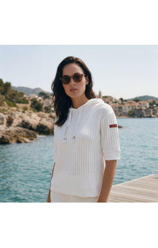 Sweat Capuche Manches Courtes Femme COLOMBE BLANC