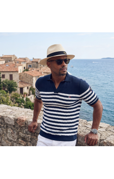 Polo manches courtes homme GILBERT BLANC MARINE