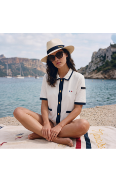 Veste col polo femme FRANCE ECRU