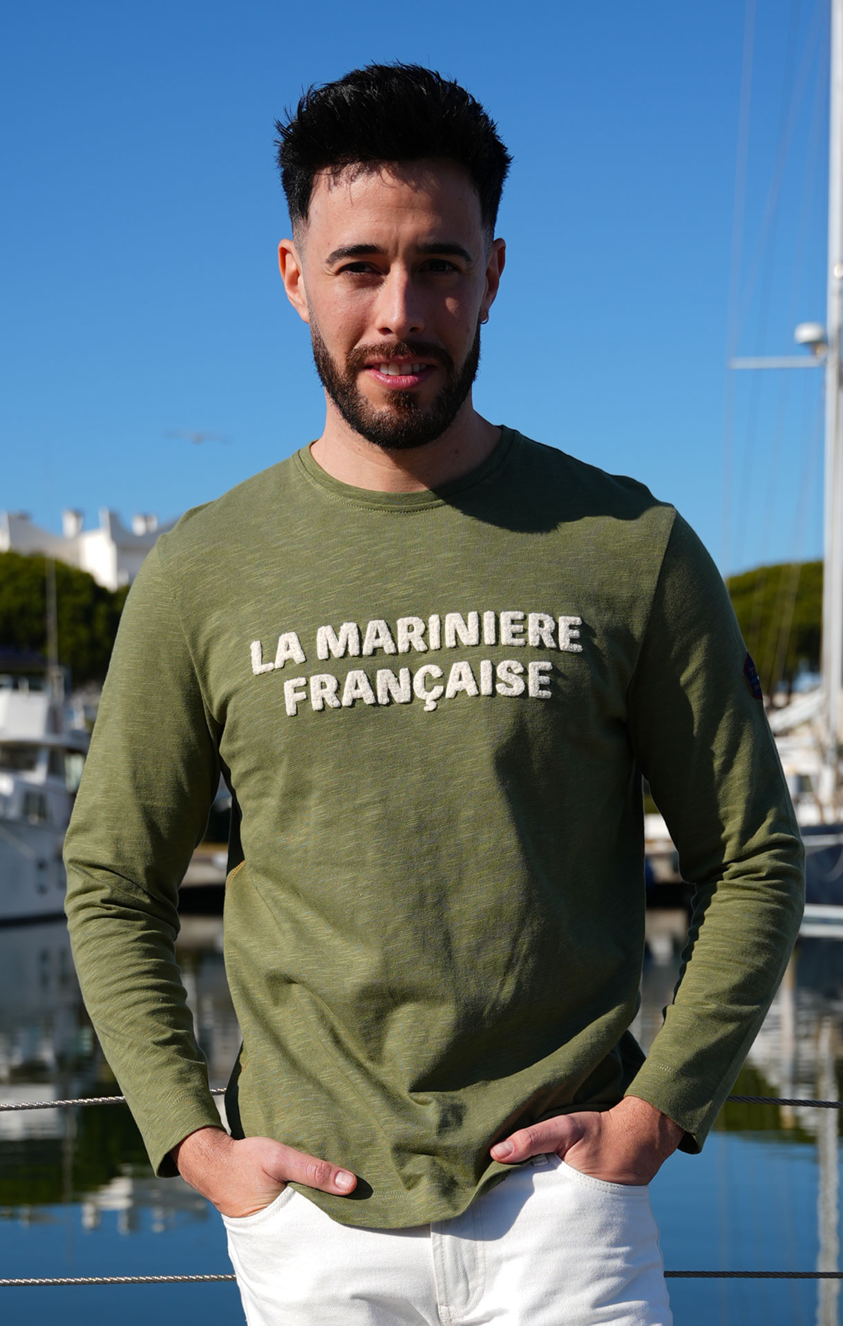 T-shirt manches longues homme TINO KAKI – La Marinière Française